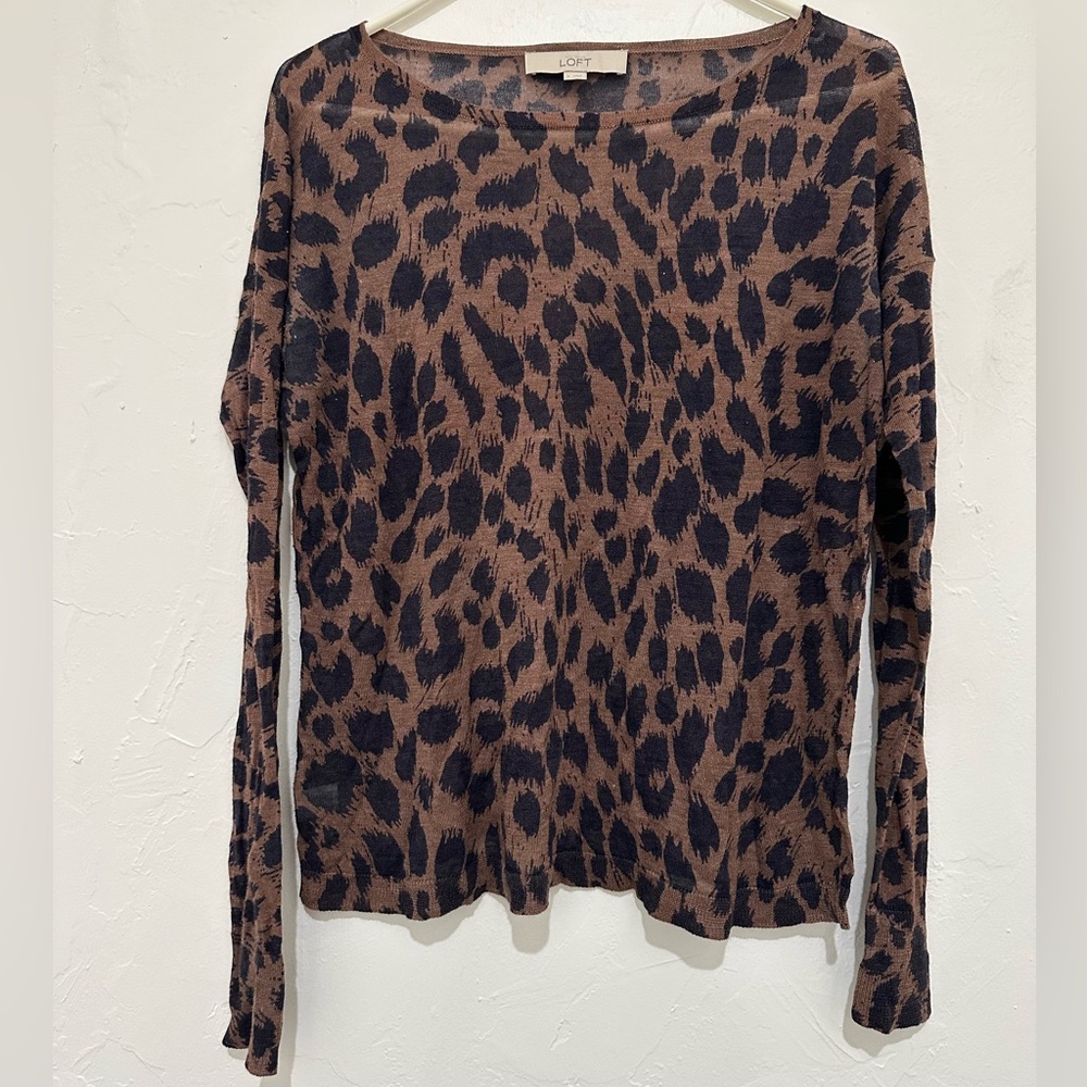 Ann Taylor LOFT Brown Leopard Print Women's Top - Size S